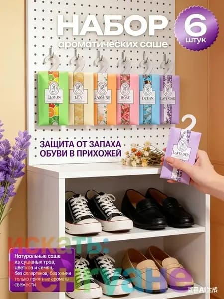 Ароматические саше для шкафа, набор из 6 штук, размер 18 11,5 см