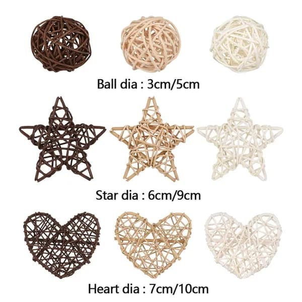 10PCS Ротанговый шар Сердце звезды