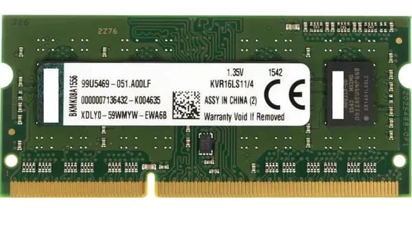 Оперативная память DDR3L 4 ГБ 1600 MHz SO-DIMM PC3L-12800s DDR3L, 1600 МГц, 1 x 4 ГБ (KVR16LS11/4G)