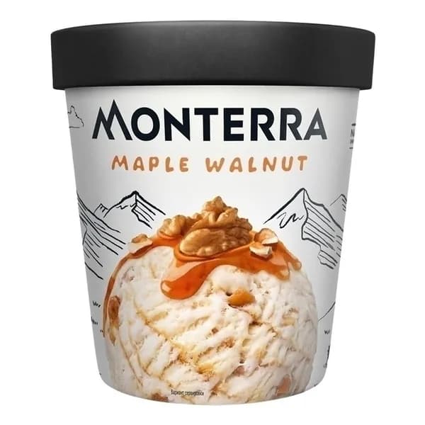 Мороженое пломбир Monterra с грецкими орехами-кленовым сиропом БЗМЖ 298 г