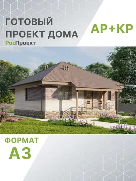 Проект RPg3289 - Одноэтажный дом с двумя спальнями и кухней-гостиной (60 м2, 9м x9м)