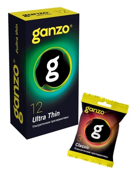 Презервативы Ganzo Ultra thin ультратонкие, 12 штn + Ganzo Classic 3 шт