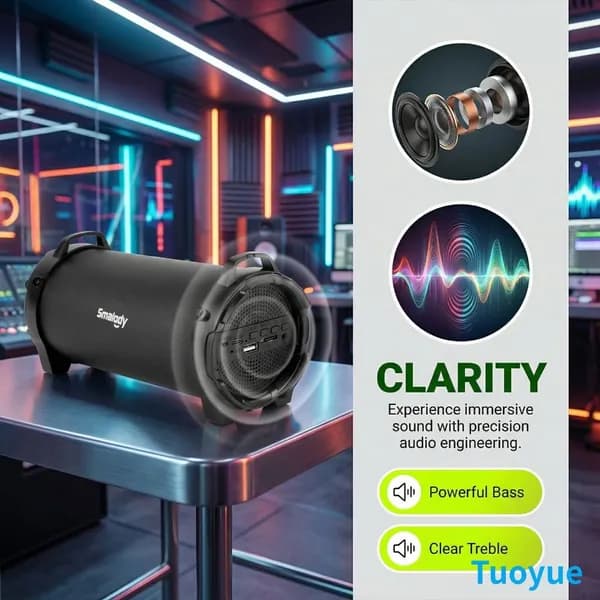 Сверхгромкий Bluetooth-динамик с мощным басом, ремнем, TF/AUX для улицы, кемпинга, двора