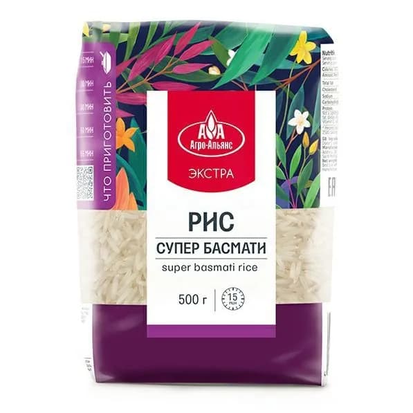 Рис Агро-Альянс Басмати супер длиннозерный 500 г