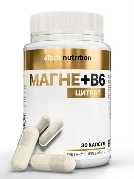 Магний В6 магния цитрат 30 капсул aTech Nutrition