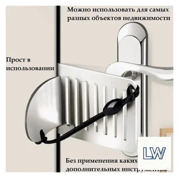 Портативный дверной ограничитель без сверления - надежный замок безопасности для детей и взрослых