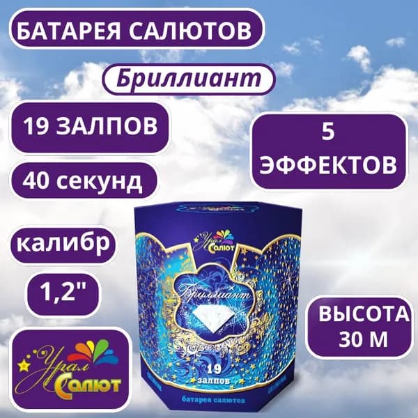 Урал-салют Салют 1,2"", число зарядов19 , высота подъема30 м.