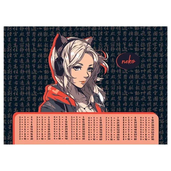 Настольное покрытие А3+ "Kawaii" 46х33см с таблицей умножения