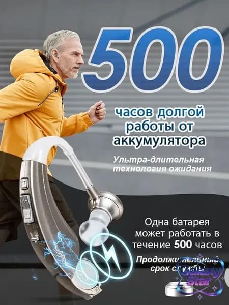 Слуховой аппарат заушный, Цифровой усилитель слуха на батарейке для пожилых и взрослых людей
