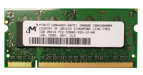 Micron Оперативная память DDR2, 667 МГц, 1 x (MT8HTF12864HDY-667E1)