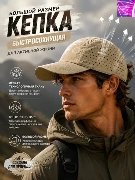 Бейсболка для рыбалки и охоты Лёгкая быстросохнущая кепка outdoor лазерная вентиляция