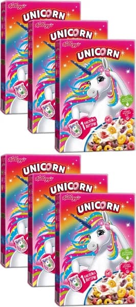 Сухой завтрак Kelloggs Unicorn Радужные колечки с фруктовым вкусом, комплект: 6 упаковок по 195 г