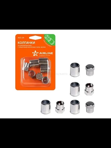 Колпачки на шинный вентиль, с защитными манжетами, 4+4 шт