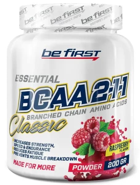 Аминокислоты БЦАА Малина порошок бца Be First BCAA 2:1:1 Classic Powder 200 гр