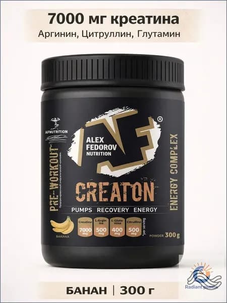 Креатин AF Nutrition, Creaton 7000, моногидрат, вкус банан, 300 г