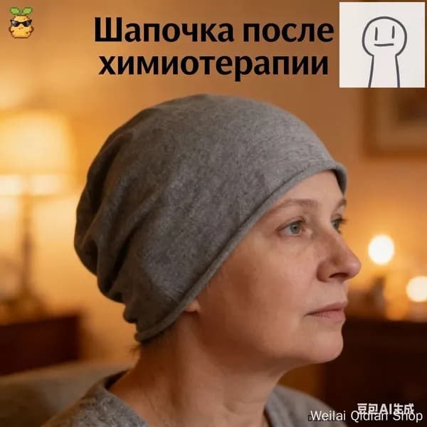 Шапочка после химиотерапииГоловной убор после химиотерапии "Комфорт", однослойная, тонкая, трикотажная шапка для онкопациентов, при выпадении волос и алопеции