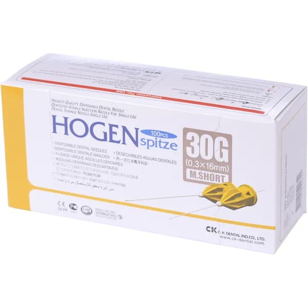 Иглы инъекционные карпульные стоматологические Hogen Spitze 30G 0.3x16мм 100шт C-K Dental