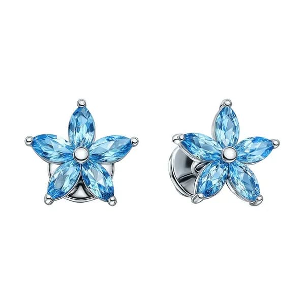 Серьги женские с фианитами серебро 925 пробы 585GOLD