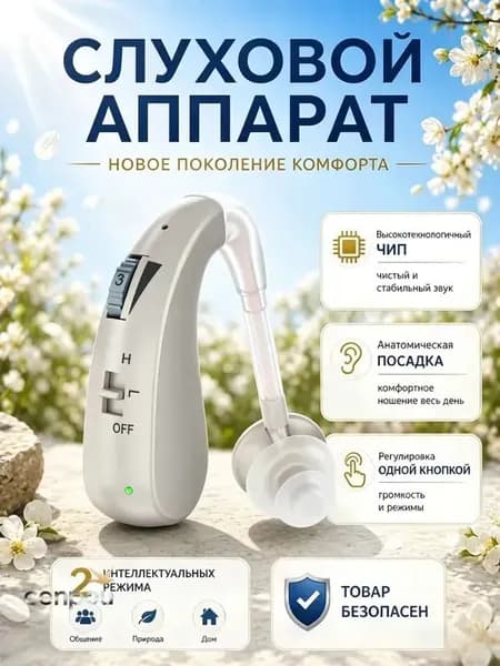 Слуховые аппараты для пожилых людей с зарядным устройством и усилителем звука, серебристого цвета