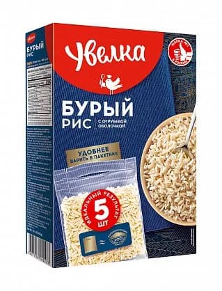 Крупа рис бурый в варочных пакетиках Увелка, 400г