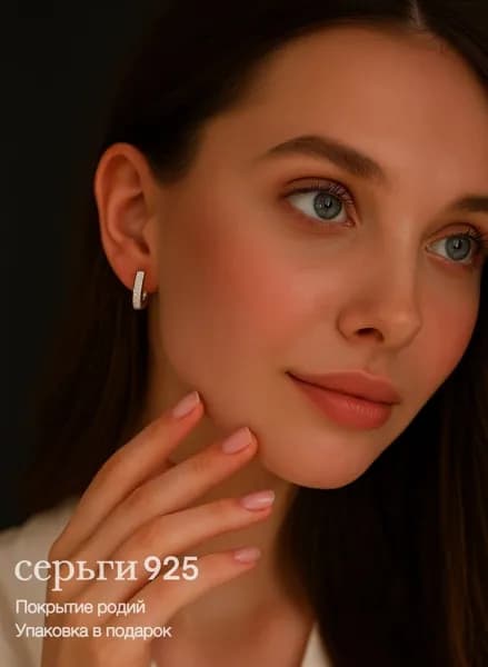 Серьги серебро 925 проба с родием