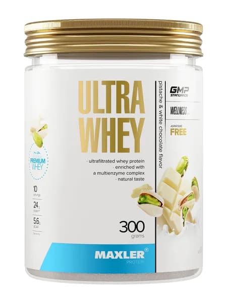 Протеин сывороточный для мужчин и женщин в порошке Maxler Ultra Whey 300г Фисташки-Белый шоколад