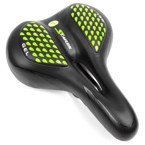 седло велосипеда VS127 gel green 275*200мм, с гелем, черное с зеленым