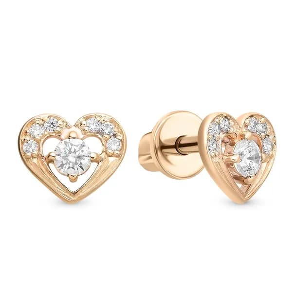Серьги женские с фианитами из красного золота 375 пробы 585GOLD