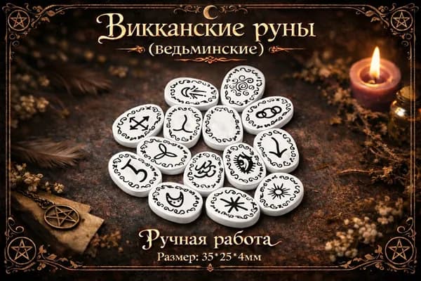 Руны викканские (ведьминские) для гадания, ручной работы (белые)