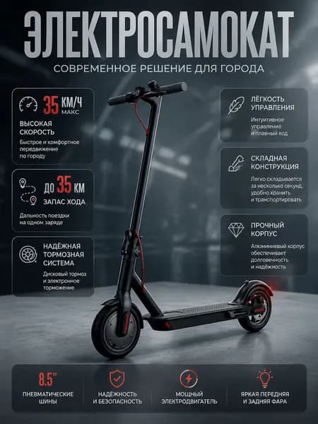 Электросамокат electricscooter, черный