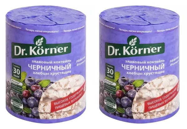 Dr. Korner Хлебцы Злаковый коктейль, черничные, 100 гр, 2 уп