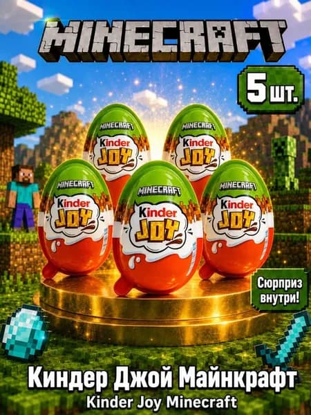 Яйцо Шоколадное Киндер Joy MineCraft - 5 шт