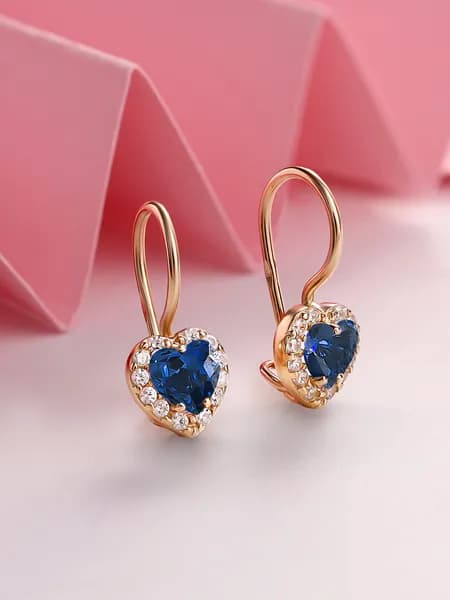 Серьги Сердечки серебро 925 фианитами