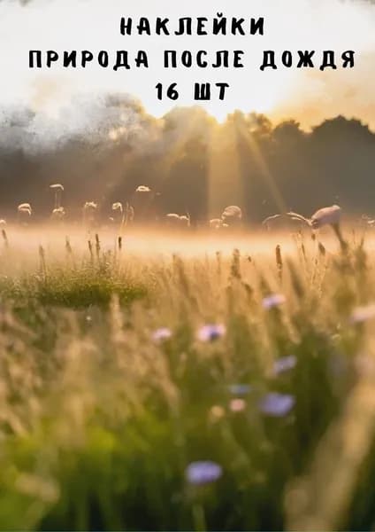 Набор наклеек Природа после дождя 16 штук