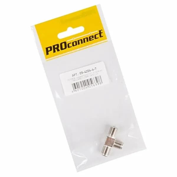 Переходник антенный, (3-гнезда F), тройник, 1шт (пакет) PROconnect