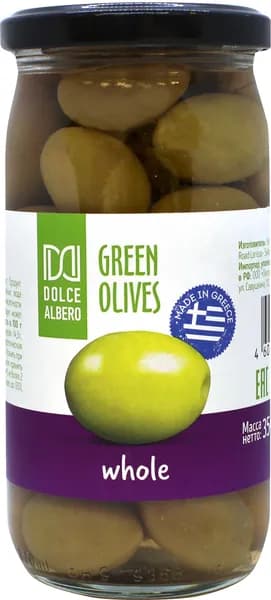 Оливки зеленые крупные DOLCE ALBERO с косточкой, 350 г, Греция