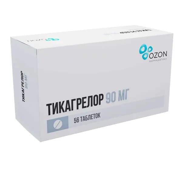 Тикагрелор таблетки п/о плен. 90мг 56шт