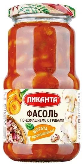 Фасоль ПИКАНТА По-домашнему, с грибами, 470г