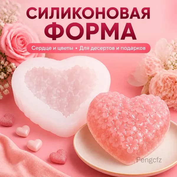 Форма для выпечки в виде сердца и цветов на День святого Валентина