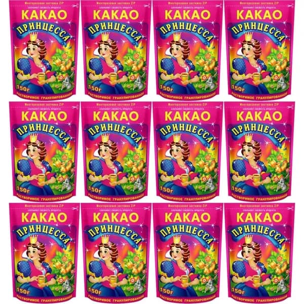 Принцесса Какао гранулированный, 150 г, 12 шт в коробке/