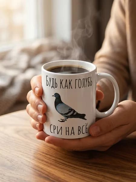 Будь как голубь - Кружка керамическая (Белая, 330 мл)