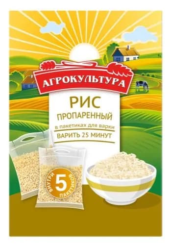 Агрокультура Рис пропаренный, в уп 5пак по 80г, 1 уп