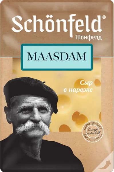 Сыр SCHONFELD Маасдам 45% нар без змж, 125г