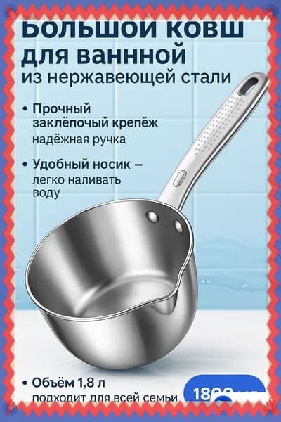 Бондарное изделие для бани Кружка для бани, 1.8 л