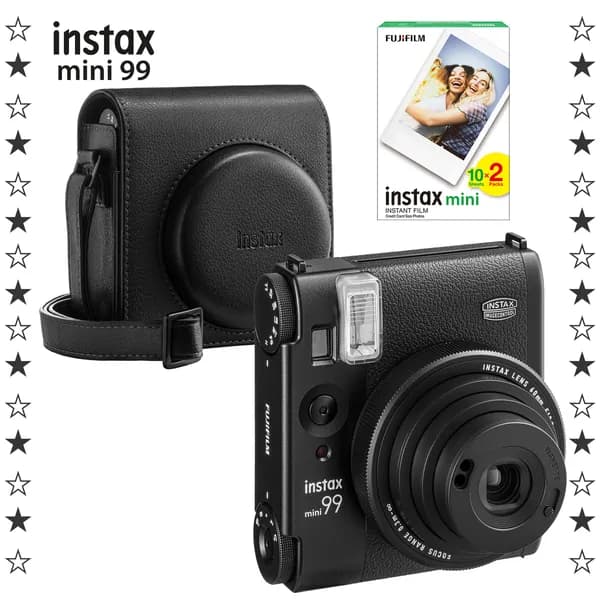 Instax Mini 99 Черный Фотоаппарат мгновенной печати + 20 пленок + кожаный чехол