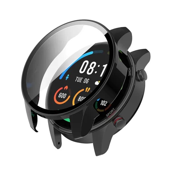 Чехол для часов Xiaomi Mi Watch Color Sport с закалённым стеклом чёрный