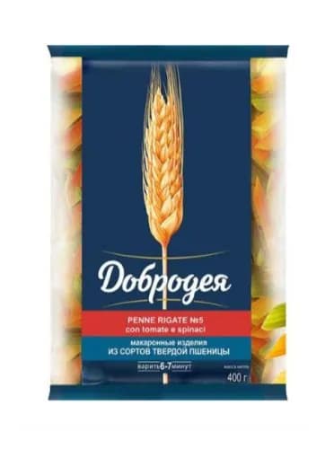 Добродея Макаронные изделия Перья овощные Penne Rigate №5 tomate, 400г