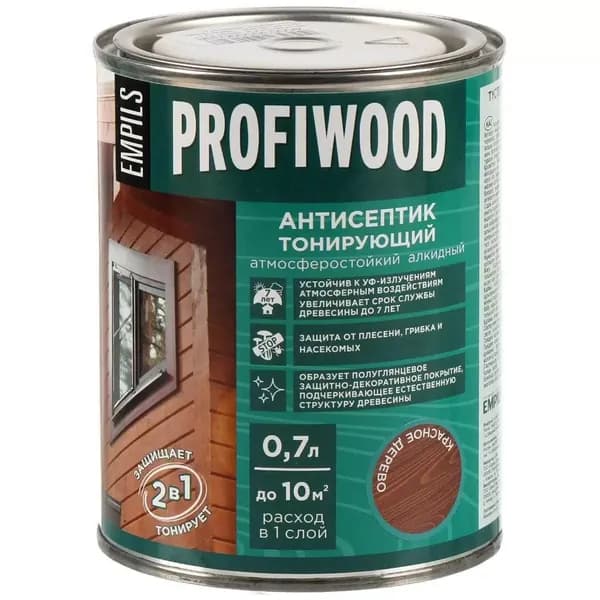 Антисептик Profiwood тонирующий для дерева Красное дерево 0.6 кг алкидный для внутренних и наружных работ