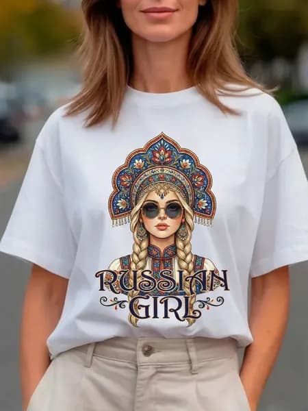 Термонаклейка для одежды, аппликация Russian Girl 26*20см