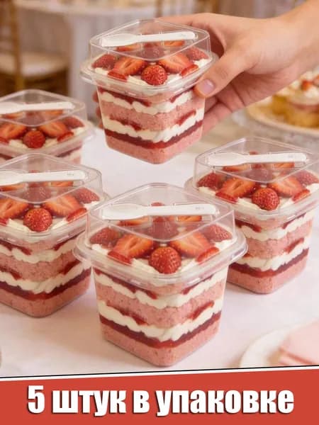Десертные стаканы 12 унций с крышками и ложками, упаковка для бананового пудинга, йогурта, мороженого и желе